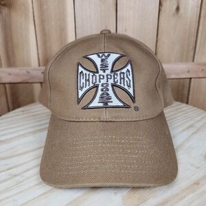 West Coast Choppers Hat Cap Snap Back Brown Logo Biker Mens One Size Motorcycle